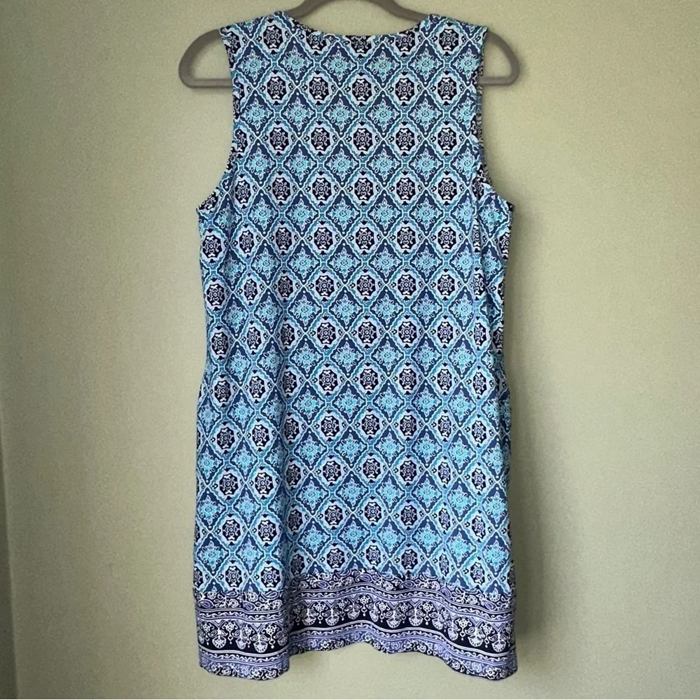 Tommy Bahama Tika Tiles Split-Neck Swim Dress Pop Over Pockets Beach Vacation M - Picture 5 of 9